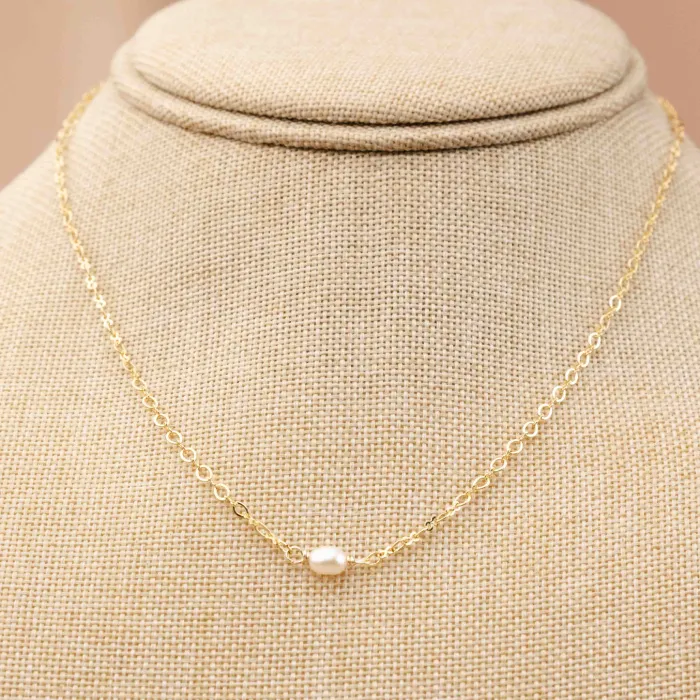 Cadena Perla Ovalada Minimalista