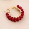 ARETE CRISTAL DOBLE NEUTRO - Rojo vino